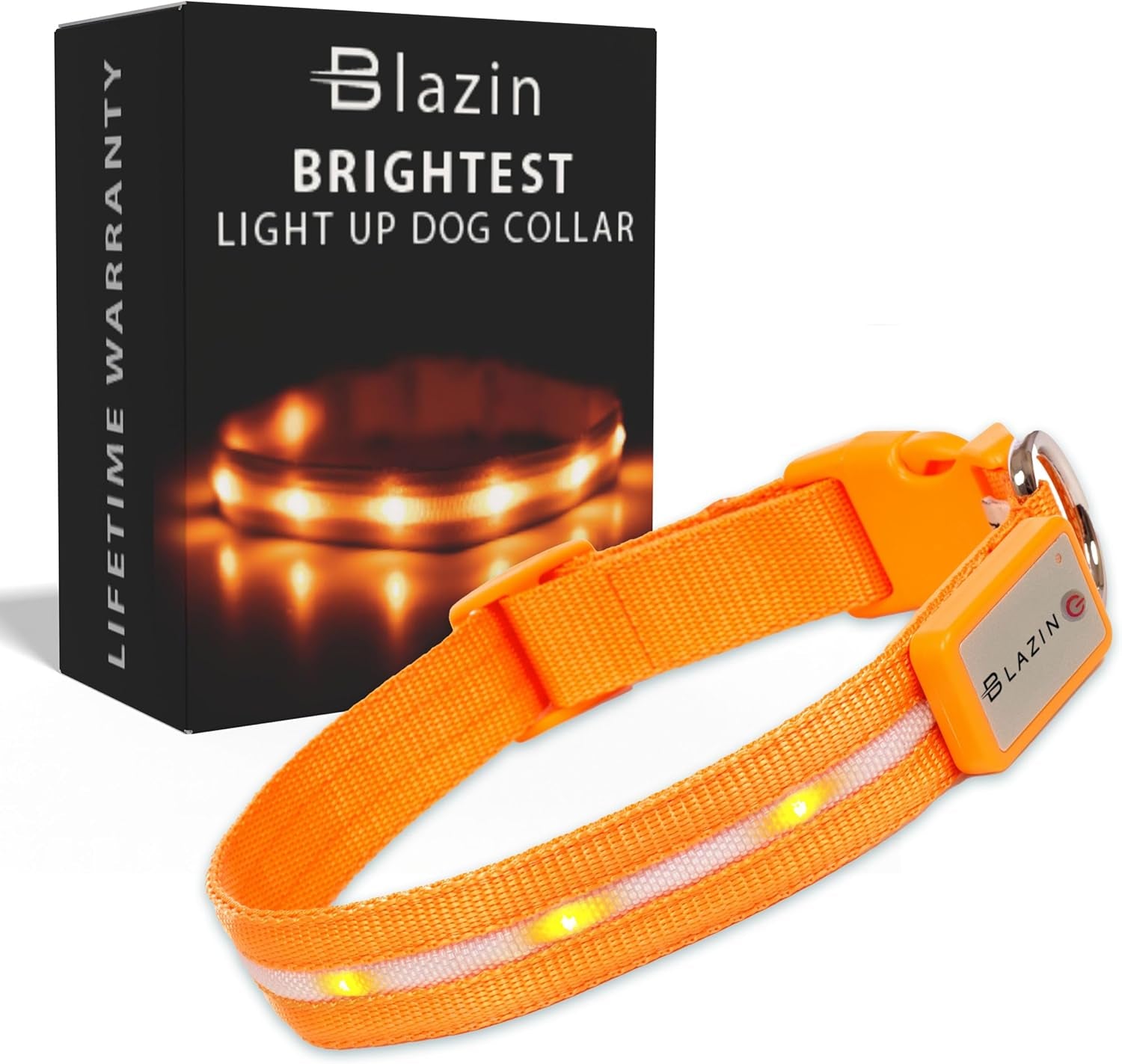 Light up Dog Collar - the Original LED Dog Collar - USB Rechargeable - Waterproof - 1,000 Feet of Visibility - Dog Collar Light for Small, Medium, Large Dogs - US Brand