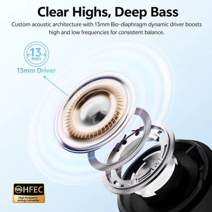 Ailybuds E10 Wireless Earphones Hi-Res Audio with LDAC Codec Headphones Bluetooth 5.4 TWS Earbuds Semi-In-Ear Headsets 27H